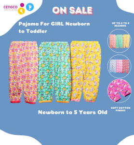 3 Pcs Single Pajama for Girl Sleepwear Newborn to Toddler Clothing Set  Non Faded Cute Prints 0 to 4 yrs old