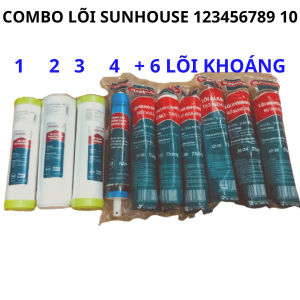 BỘ LÕI SUNHOUSE 12345678910.GỒM LÕI LỌC 123MÀNG RO LÕI KHOÁNG TỪ 5 ĐÉN 10.
