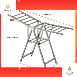 Foldable Clothes Drying Rack Height Adjustable Free Roller