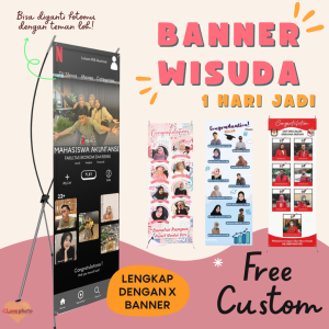 X BANNER WISUDA STANDING 60X160 CM SIDANG SKRIPSI CUSTOM FREE DESAIN TERLARIS lovephoto