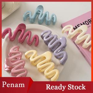 [PAM] Dopamine màu kem hình học sóng dòng trở lại đầu tóc vuốt tóc vuốt tóc Clip Phụ Nữ Cô Gái kẹp tóc đuôi ngựa Phụ kiện tóc