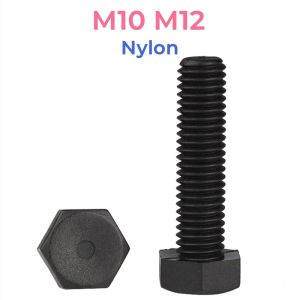 Black Nylon DIN933 External Hex Head Screws M10 M12 Plastic Insulation Hexagon Bolts Length 15mm~100mm