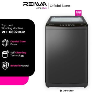 Reiwa Mesin Cuci 1 Tabung Top Loading 8 kg Otomatis Low Watt - WT0802CGR - GARANSI TUKAR UNIT BARU
