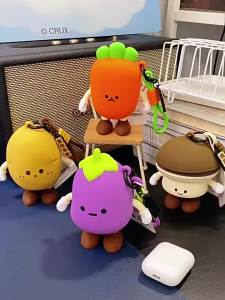 Q Uncle Chans vegetable-themed cute childrens key coin earphonepouch pendant cartoon storage silicone bag