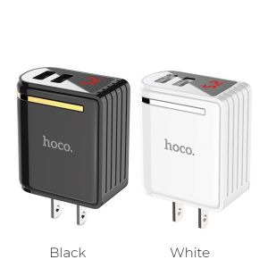 Củ sạc nhanh Hoco C39 2 cổng USB 2.4A có đồng hồ đo dòng điện tương thích nhiều thiết bị Iphone Samsung Huawei Oppo Xiaomi
