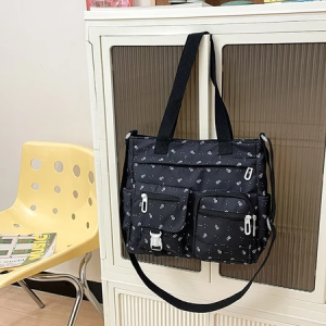 Mismi Dante Bag Tas Selempang Wanita Motif Flower on Black Sling Bag Korea Perempuan Stylish - 42D