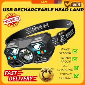 Rechargeable Headlamp with Motion Sensor Waterproof LED Headlight Flashlight 6 mode head lamp