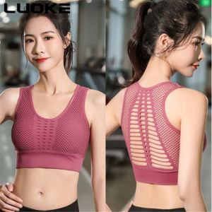 Luoke Sports Bra Womens Brathable Sport Top Push Up Female Gym Fitness Sports Underwear Seamless Running Yoga Bra
