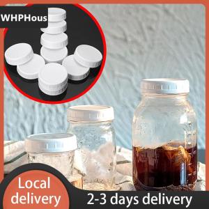 [COD] WHPHous Ship within 24 hours 10pc White Mason Canning Drinking Jars Lid 70mm 86mm Inner Diameter Plastic Covers Unlined Ribbed Lids Storage Caps Replacements