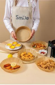 🔥 แผ่นรองหม้อทอดไร้น้ำมัน ถาดกระดาษทอดไร้น้ำมัน กระดาษรองอบขนมแบบกลม สำหรับเตาอบอาหารในครัว