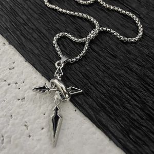 Vintage Cross Pendant Necklace for Men Punk Chain Fashion Versatile Metal Jewelry Gift PH