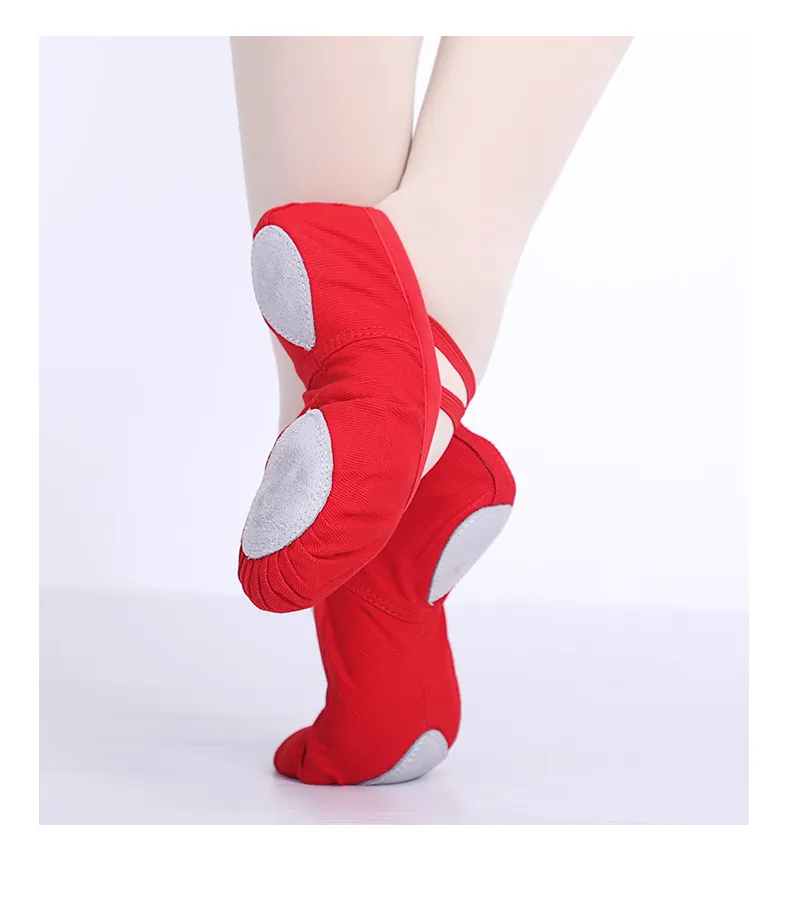 Red canvas best sale ballet shoes