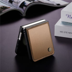 Leather Wallet Phone Case For Samsung Galaxy Z Filp 5 ZfLIP5 Flip Cover For Sasmung Z Flip5 5G Matte Skin Feel Card Slot Shockproof TUP Soft Shell