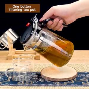 One-Click Filtering Tea Set Tea Water Separation Household Infuser Tea Set Heat-Resistant Explosion-Proof Glass Teapot