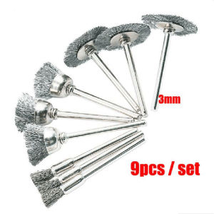 9pcs/set Wire Wheel Brushes Set Kit Mini Drill Rotary Tools Accessories 3 Types Polishing Wire Brush