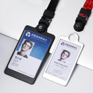 NEW Aluminium Alloy Vertical ID Card Holder Lanyard Red Blue Gold Silver Black Card Holder Name Tag Badge Holder Women Business Office Supplies