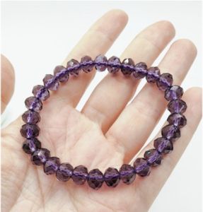 (SG Stock) Natural 8mm Surface Cutting Amethyst Crystal Quartz Beads Elastic Bracelet Gemstone Bracelet 切割面紫水晶手