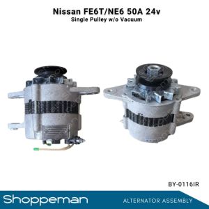 NISSAN FE6T NE6 ALTERNATOR ASSEMBLY SINGLE PULLEY WITHOUT VACUUM 50A 24V BY-0116IR
