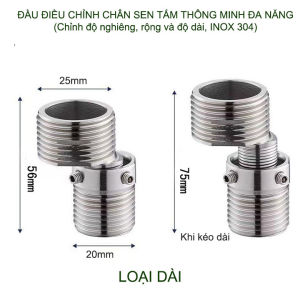 01 Phụ kiện chân sen vòi nóng lạnh điều chỉnh góc lệch hướng lệch tâm dài ngắn thông minh thế hệ mới (inox 304)