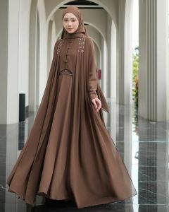 Haneen Abaya Hias Payet Swarovski Mewah Full Puring Busui Friendly Dress Lebaran Remaja Muslim Modern Kekinian Terbaru 2025 Gamis Kondangan Simple Elegan Viral Model Baru