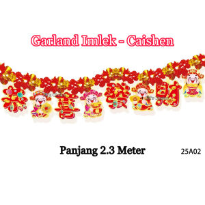 [2.3 METER] GARLAND SLINGER IMLEK 2025 / BANNER BACKDROP SINCIA MOTIF SHIO FUK DEWA CAISHEN KUCING
