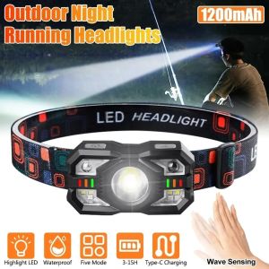 CLOTH Ultra Bright LED Induction Headlamp Adjustable Mode with Gesture Control IR Motion Sensor Head Lamp Portable Waterproof Head Flashlight Camping Running