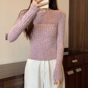 Atasan Wanita Dewasa Import Knit Lengan Panjang Variasi Zipper Dada Semi Crop Kekinian