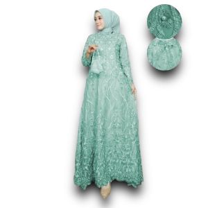 GAMIS MAXI BUSUI ALMIRA/ KEBAYA BUSUI FULL BRUKAT TILE/ BAJU MUSLIM BRUKAT TILE MUTIARA