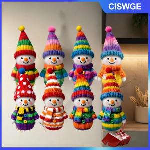 CISWGE 2D màu giáng sinh người tuyết Mặt dây chuyền gỗ phim hoạt hình XMAS cây treo trang trí tự làm nhà năm mới bên bầu không khí trang trí cung cấp