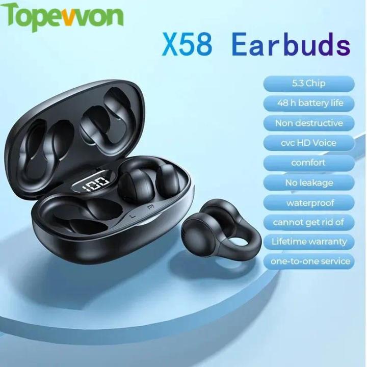 Topewon X58 TWS Wireless Bone Conduction Headphones Bluetooth Earphones  Waterproof Sports Earbuds Earring Ear Hook With Mic Headset Lazada PH