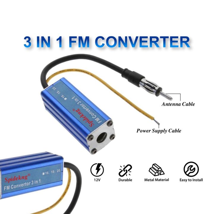 3 in 1 Car Auto Stereo Antenna FM Radio Band Frequency Converter 12V