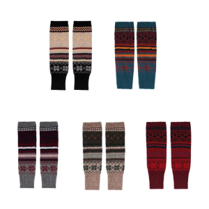 Winter Over Knee Long Knit Foot Cover Crochet Leg Warmers Leggings Warm Colorful Striped Thigh High Socks for Women