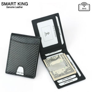 Smart King Short Wallet Purse For Men Genuine Cow Leather Fashion Super Hot Cool Clutch Passport Bag Card Clip Multifunction Anti-Rfid