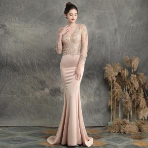 บทกวีเพลง Double-V ชุดราตรีนางเงือกพรหม Gowns ชุดปาร์ตี้อย่างเป็นทางการ Elegant Vintage Robe Longue Handmade ดอกไม้ชุดแต่งงาน