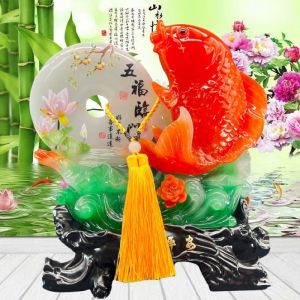 Koi Fish With Coin Statue Feng Shui Decor Home Office Decoration Tabletop Decor Ornaments Good Lucky