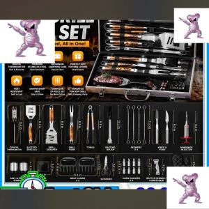 【SG】 BBQ Grill Tools Set 38 Pieces Stainless Steel Barbecue Accessories with Grill Mats Camping Backyard Cooking Set