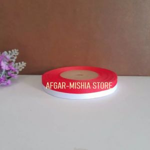 [1 ROLL] PITA SATIN MERAH PUTIH UKURAN 1/2 INCH DAN 1 INCH
