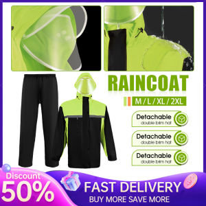 Raincoat Set Motorcycle Raincoat Removable Hood Storm Grade Professional Waterproof Riding Raincoat