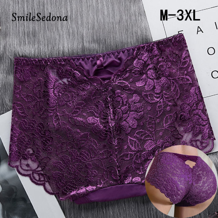 CALOFE M-3XL Lace Panties for Women XXL Plus Size Underwear Transparent see  through Lingerie Ladies Panty Big size Pink black