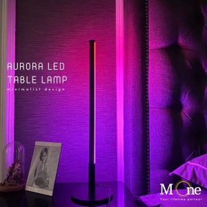Minimalist Design Space Saving Design AURORA TABLE LAMP NORDIC Modern Atmosphere Colorful RGB Led Standing Corner Light TABLE LAMP Tiktok Youtube Vlog Gaming Stream Online Meeting Vlogger Microphone Video Background Party Lights Gaming Atmosphere