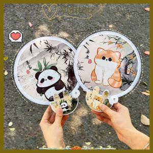 [Valitoo] Portable Cartoon Folding Fan Kawaii Creative Foldable Fan Cool Summer Hand Fan Flying Disk Pocket Cloth Fan Gifts For Kids