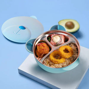 VREN Bát Hút Hoạt Hình Bằng Thép Không Gỉ Cho Bé BÁt Cách Nhiệt Chống Trượt & Không Lật Cho Bé Bộ Đồ Ăn Cho Trẻ Sơ Sinh Không Chứa BPA