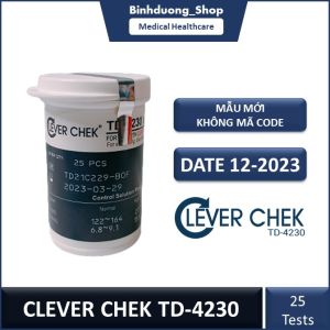 Que thử tiểu đường Clever Chek TD 4230 mẫu mới không mã CODE HSD XA (2 lọ)