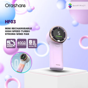 Orashare HF03 Mini Fan Portable Rechargeable 3 Wind Speeds Handy and Lightweight With Built in 1500mAh Digital Display Long Battery Mini Handheld Fan For Commuting To Work And Outdoor Sports