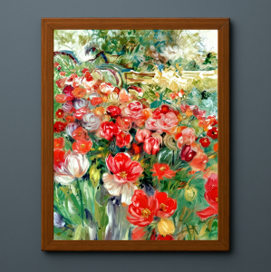 Tranh Nghệ thuật "Màu Hoa Đỏ" VIETSMART ART - Acrylic trên toan vải 45 x 60cm