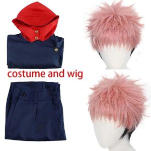 Anime Tokyo Itadori Yuji Cosplay Costume with Hooded Pants for Halloween Outfit School Carnival Uniform