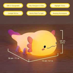 Cute Night Light Silicone Nursery Sleeping Lamp Touch Control Nightlights USB Rechargeable Table Lamp for Baby Child