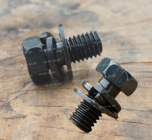 M8X16 แหวนอีแปะ+แหวนอีแปะในตัว ชุบดำ *ราคา/แพ็ค* น็อตเบอร์12 ยาว16มิล(รวมแหวน) เกลียวยาว10มิล ระยะเกลียว1.25มิล