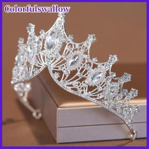 Colorfulswallow Tinh Tế Rực Rỡ Baroque Đám Cưới Headband Pha Lê Cô Dâu Vương Mão Tiaras Tóc Trang Sức Phụ Kiện Phụ Nữ Rhinestone Mũ Nón