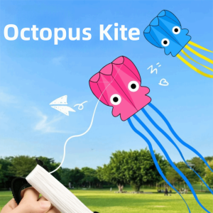 SUPERRR Soft Cartoon Children Kite Unique 100m Handle Line Octopus Kites Funny Easy Fly Children Sports Kites Outdoor Play Toy